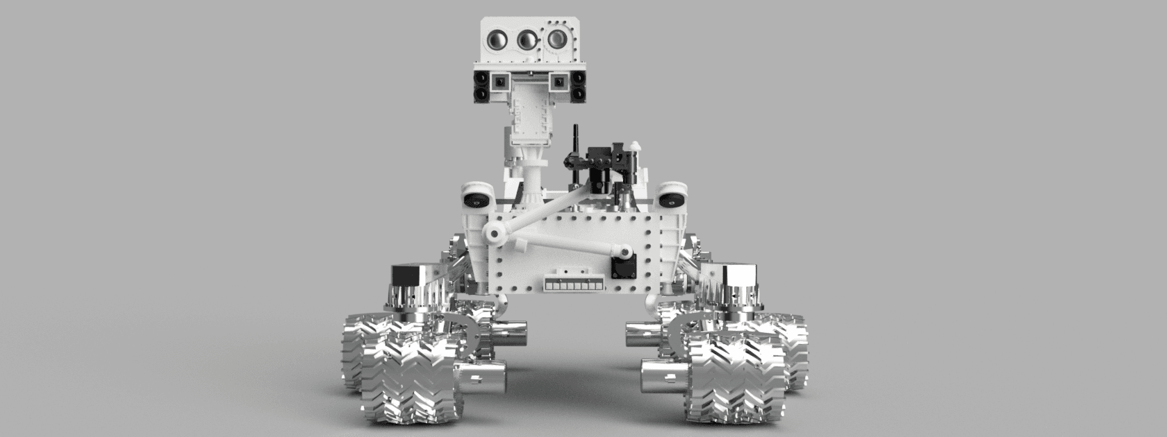 Curiosity rover CAD model, front view